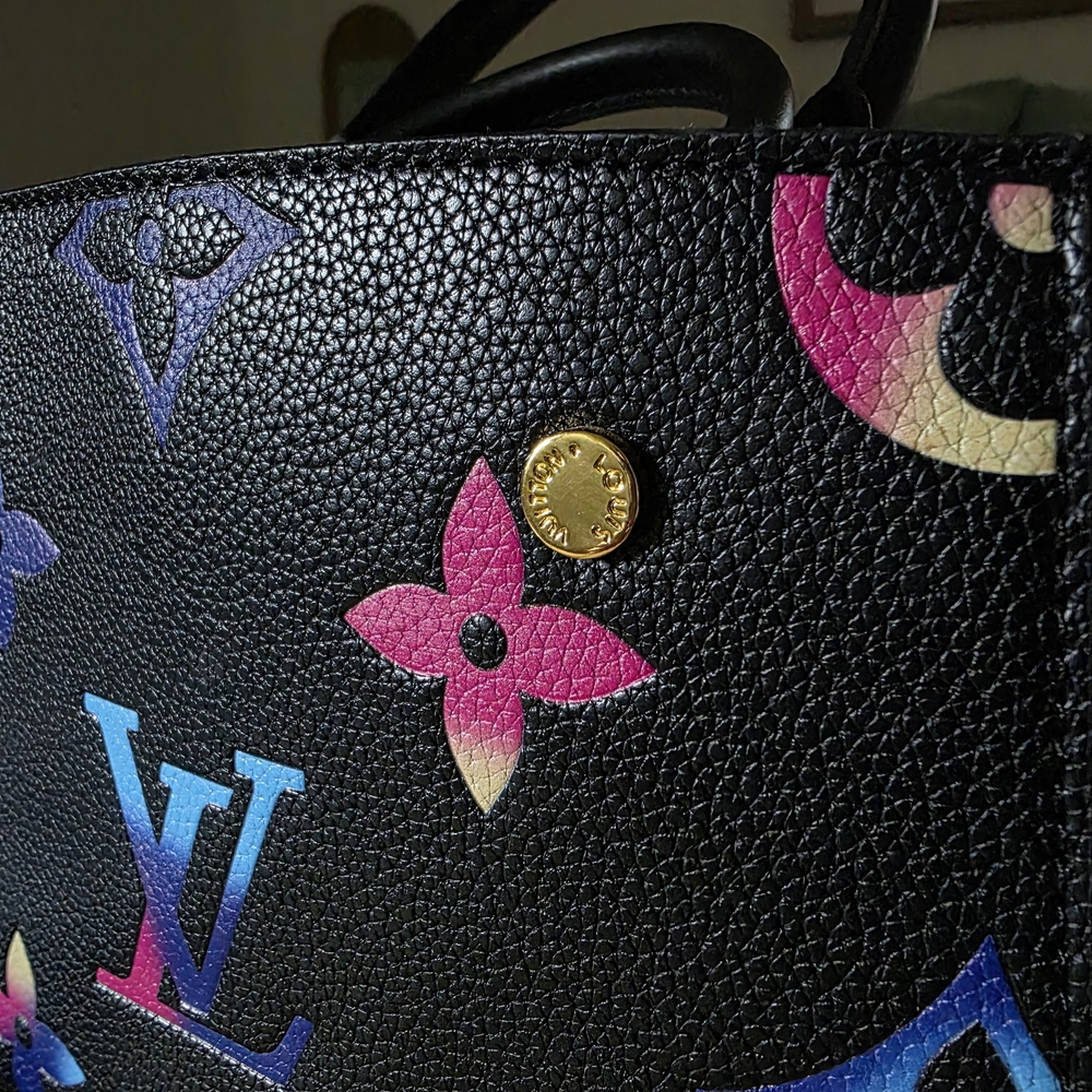 Source Unknown Black Satchel with Multicolor Mono… - image 2